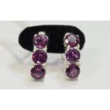 Rhodolite Garnet J-Hoop Earrings, three