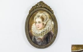 A 19th Century - Signed Miniature Portra