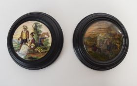 Victorian Pratt Ware Pot Lids ( 2 ) In T