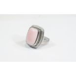 Pink Opal Cabochon Ring, an elongated cu