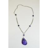 Large Purple Agate Pendant Necklace, a t