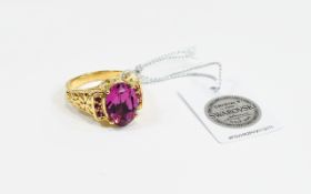 Swarovski Fuchsia Crystal Ring, an oval