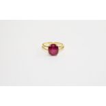 Ruby Solitaire Ring, a rich red oval cut