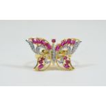 Burmese Ruby Butterfly Ring, marquise cu