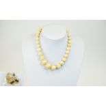 Antique Graduated Ivory Necklace with Si