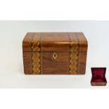 Marquetry Banded Sewing Box, lined with