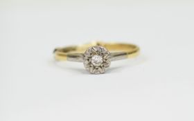 Ladies 9ct Gold Set Single Stone Illusion Set Diamond Ring, marked 9ct. 3.2 grams.