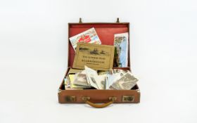 Brown Suitcase Containing A Quantity Of Postcards, Complete Mix To Sort To Include Topographical,