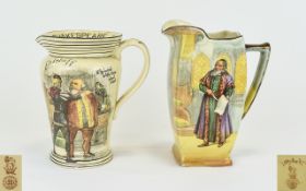 Royal Doulton - Early Series-Ware Jugs ( 2 ) Comprises 1/ Shylock. 6.5 Inches High. 2/ Falstaff.