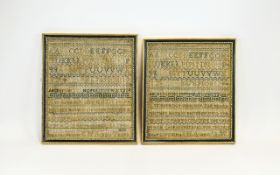 A Very Fine Pair of Regency Period Needlework Samplers 'Alphabet' and 'Verse Scriptures'.