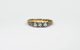 Antique 18ct Gold and Platinum Set 3 Stone Diamond Ring marked 18ct platinum,