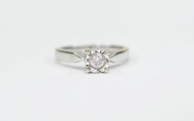 18ct White Gold Illusion Set Single Stone Diamond Ring diamonds of good colour and clarity,