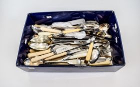 Collection Of Silver Plate & Plated Cutlery.