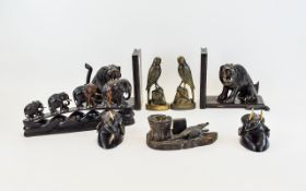 Collection Of Carved Wood Animal Form Figures Eight items in total to include,