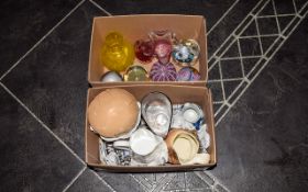 Collection Of Glass Paperweights and Box Of Mixed Ceramics Small group of paperweights and two