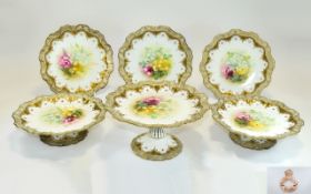 W. A. Adderley & Co Late 19th Century Wonderful Quality Set of Six Porcelain Decorated and Painted