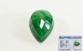 Natural - Green Faceted Pear Mixed Cut Emerald. Weight 219.00 cts, Refractive Index 1.58,