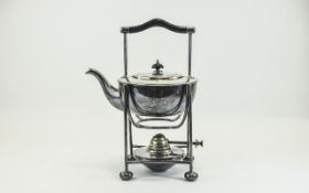 Arts and Crafts Christopher Dresser / Style Silver Plated Spirit Kettle and Stand. Maker Mappin
