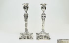 Adams II Style Very Fine and Impressive Pair of Highly Decorated Silver Neo Classical Candlesticks