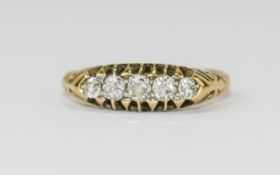 Edwardian 18ct Gold Set 5 Stone Diamond Ring, the diamond s of good colour and clarity.