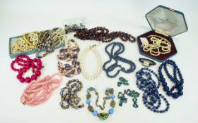 Collection of Costume Jewellery and Faux Pearls, including 3 various glass necklaces, 6 faux pearl