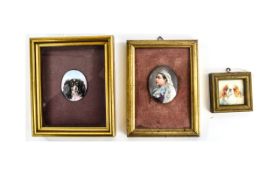 Collection of Hand Painted Miniature Dogs (2) and one of Queen Victoria.