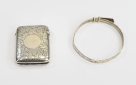 Victorian Silver Hinged Vesta Case with chased decoration to body. Hallmark Birmingham 1894.