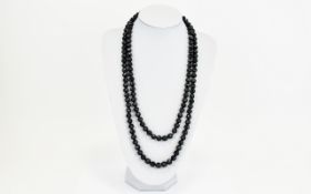 Victorian Whitby Jet Long Bead Necklace in very nice condition, well matched. 56 inches in length.