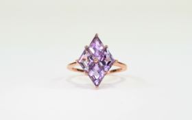 Rose de France Amethyst Lozenge Shape Ring, comprising four lozenge shape Rose de France