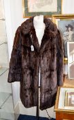 Red Canadian Squirrel Coat Ladies vintage mid length coat with revere collar, side seam pockets,