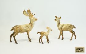 Beswick Animal Figures ( 3 ) Stag - Doe - Fawn. 1/ Stag - Standing, Model No 981. Height 8 Inches.