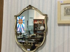 Regency - George III Shield Shaped Painted and Gesso / Wood Framed Wall Mirror, with Gold Shell