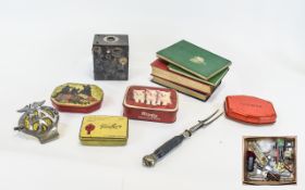 Mixed Box Of Oddments And Collectables Containing AA Car Badges, Fountain Pens And Associated,