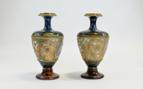Royal Doulton Pair of Chine-Ware Vases, The Distinctive Feature of These Vases Is a Textured