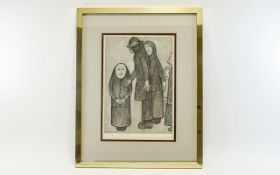 Laurence Stephen Lowry 1887 - 1976 Ltd Edition and Numbered Lithograph / Print. Titled ' Family