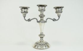 Elizabeth II Silver 3 Branch Candelabra / Centre Piece.