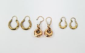 9ct Gold Hoop Earrings 3 pairs in total. All fully hallmarked for 9ct and all in good condition. 4.