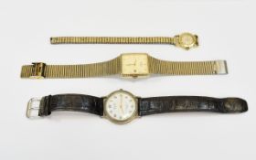 Collection Of Watches Three in total to include vintage Rotary in gold tone metal with rectangular