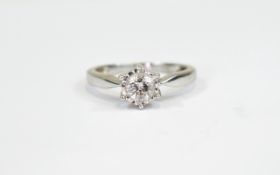 18ct White Gold Single Stone Brilliant Cut Diamond Ring diamond weight 0.50 cts.