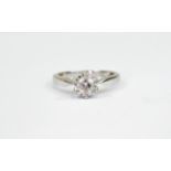 18ct White Gold Single Stone Brilliant Cut Diamond Ring diamond weight 0.50 cts.