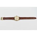 Rolex Tudor 9ct Gold Cased Mechanical Gents Wrist Watch with attached leather strap.