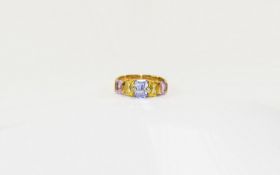 Ladies 18ct Rose Gold Set Five Stone Multi-Colour Sapphire Ring, of Excellent Quality, Set with Step