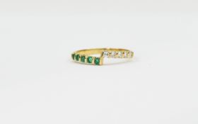 18ct Gold Emerald and Diamond Set Dress Ring with 5 emeralds and 5 diamonds of good colour and