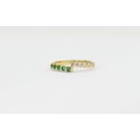 18ct Gold Emerald and Diamond Set Dress Ring with 5 emeralds and 5 diamonds of good colour and