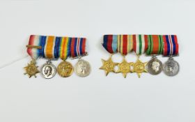 World War I 1914 - 1918 Set of Miniature Military Medals ( 4 ) Awarded to 2151 Pte J. Southern,