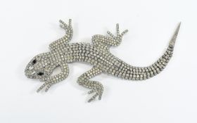 Butler & Wilson Large Articulated Crystal Gecko Brooch Vintage brooch in the form of a crawling