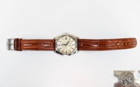 Omega Seamaster Automatic Gents Steel Wrist Watch on attached leather strap, circ 1960's.