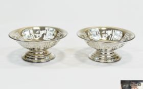 George V Pair of Circular Footed Silver Dishes with open work panels by Deakin and Francis,