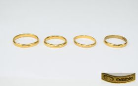 22ct Gold Wedding Bands (4) in total. All fully hallmarked.