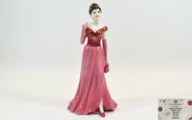 Coalport Hand Painted Figurine ' Ladies of Fashion ' Lady In Red. Date 2001. Stands 8.75 Inches